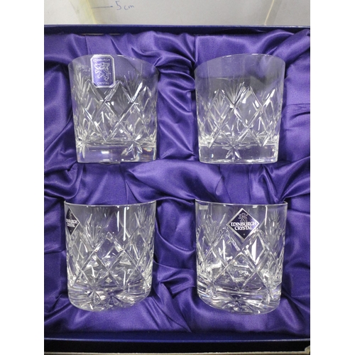 267 - Edinburgh Crystal decanter and a set of four Edinburgh Crystal whisky tumblers, contained in fitted ... 