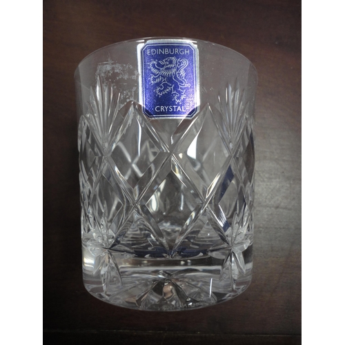 267 - Edinburgh Crystal decanter and a set of four Edinburgh Crystal whisky tumblers, contained in fitted ... 