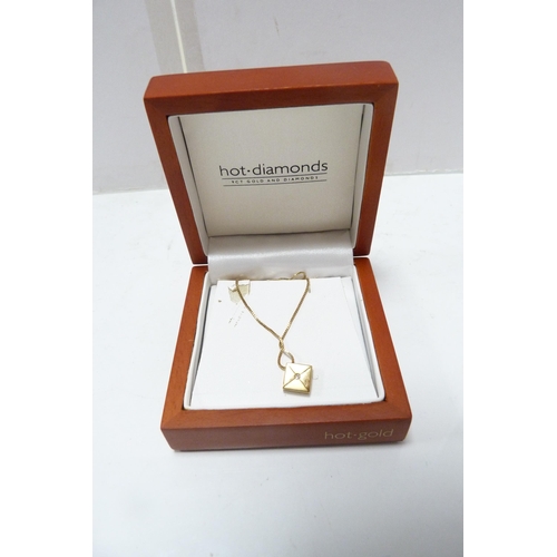 297 - Suite of Hot Diamonds 9ct gold jewellery comprising an envelope pendant set with a small brilliant-c... 