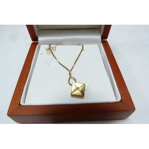 297 - Suite of Hot Diamonds 9ct gold jewellery comprising an envelope pendant set with a small brilliant-c... 