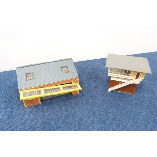 3 - Two cartons containing model railway buildings, houses, outbuildings, track, parts etc.