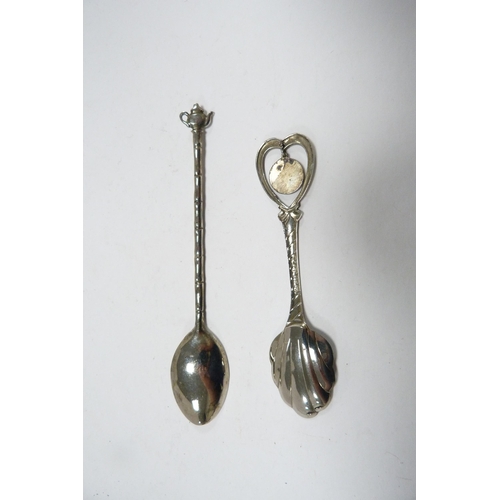 303 - Matching Scottish silver sugar scoop and jam spoon, hallmarks for Edinburgh, maker's mark FH, two ot... 