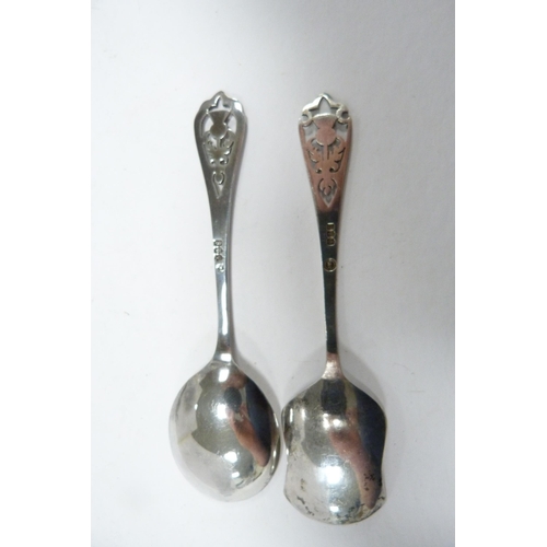 303 - Matching Scottish silver sugar scoop and jam spoon, hallmarks for Edinburgh, maker's mark FH, two ot... 