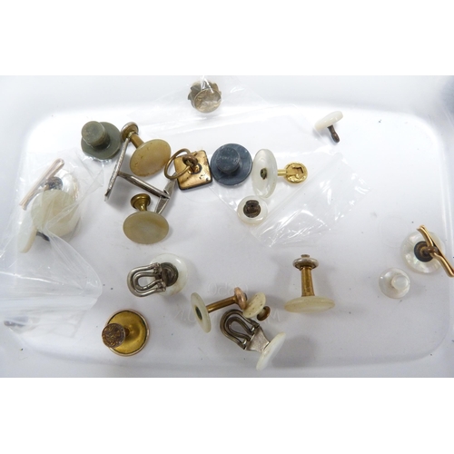 318 - Collection of rolled gold and yellow metal studs and cufflinks, some with faux mother of pearl decor... 