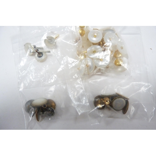 318 - Collection of rolled gold and yellow metal studs and cufflinks, some with faux mother of pearl decor... 