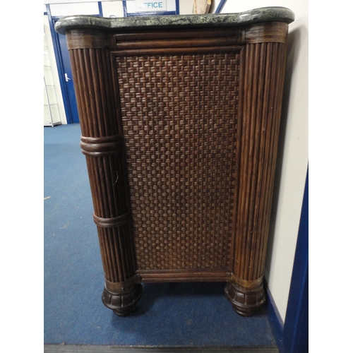 329 - Large contemporary chest of seven drawers with marble effect top.