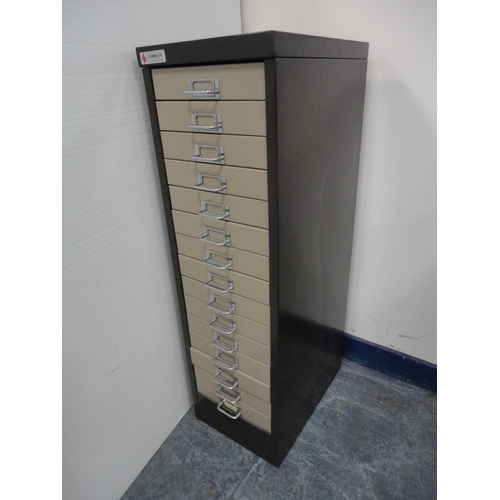 335 - Easiscan fifteen drawer filing cabinet and a selection of hole saws.