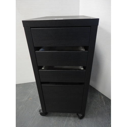 336 - Black ash four-drawer unit.