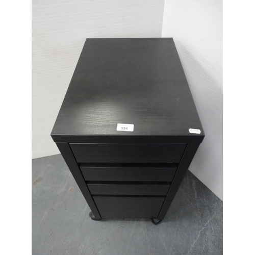 336 - Black ash four-drawer unit.