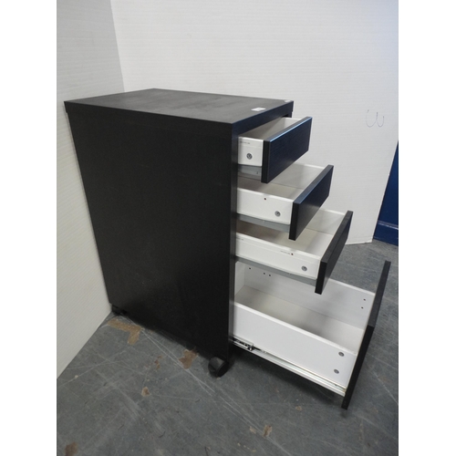 336 - Black ash four-drawer unit.