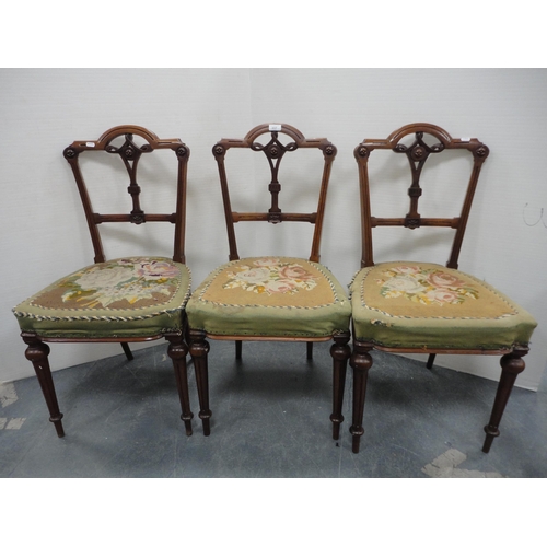 337 - Three tapestry-seated parlour chairs.