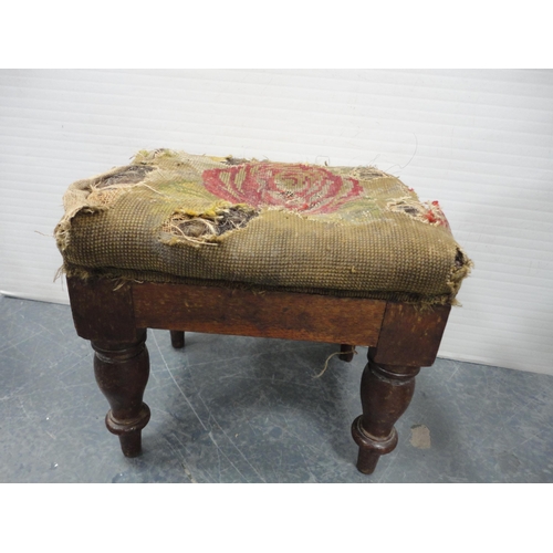 340 - Tapestry-seat stool and another smaller stool. (2)