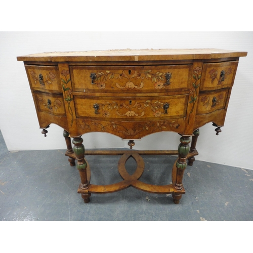 342 - Queen Anne revival inlaid walnut side cabinet (a/f).