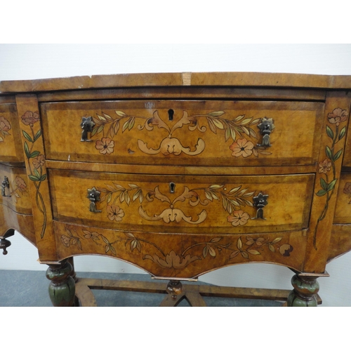 342 - Queen Anne revival inlaid walnut side cabinet (a/f).