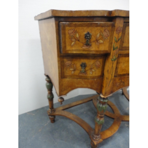 342 - Queen Anne revival inlaid walnut side cabinet (a/f).