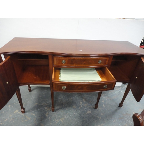 352 - Reproduction mahogany ten-piece dining suite comprising extending dining table, eight chairs and a s... 