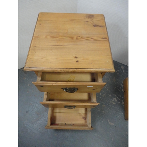 355 - Pair of pine three-drawer bedside chests.