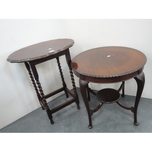 361 - Oak window table and a mahogany circular occasional table. (2)