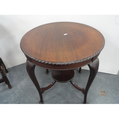 361 - Oak window table and a mahogany circular occasional table. (2)