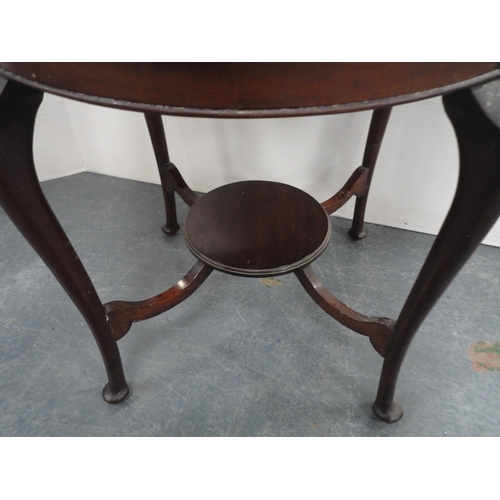 361 - Oak window table and a mahogany circular occasional table. (2)