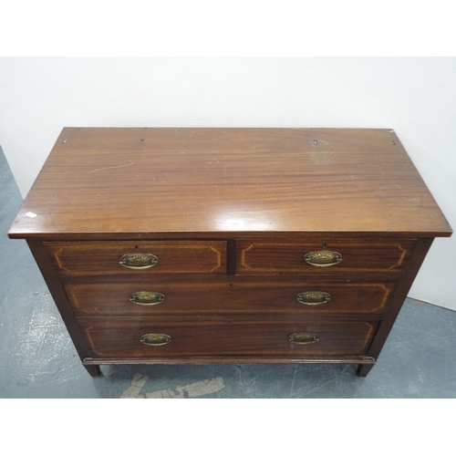 364 - Mahogany inlaid chest of two short and two long drawers.