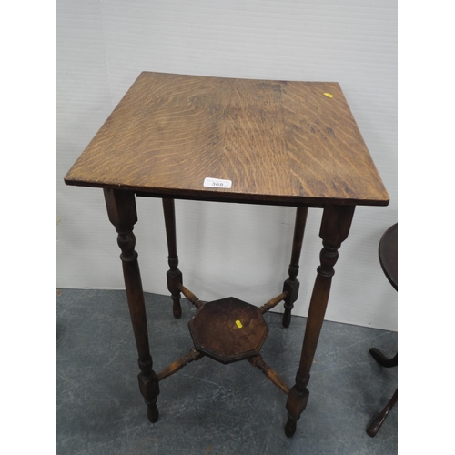 368 - Mahogany wine table and an oak occasional table.  (2)