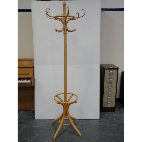 369 - Bentwood-style hat and coat stand.