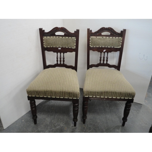 382 - Stained draw-leaf table and a set of four dining chairs. (5)