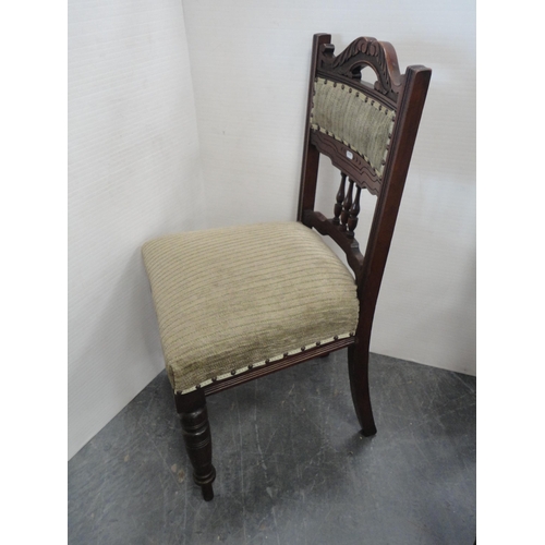 382 - Stained draw-leaf table and a set of four dining chairs. (5)