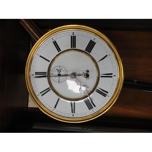 386 - Early 20th century Vienna wall clock with single brass weight.