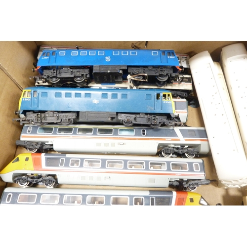 41 - Two cartons containing 00 gauge Intercity and BR locomotives, sleeping cars, ambulance cars, rolling... 