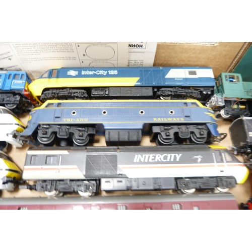 46 - Carton containing mainly 00 gauge coaches, locomotives, wagons, boxed Lima L2672 class 92001 locomot... 