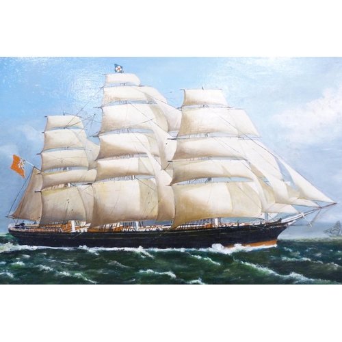 53 - JG SmithBritish merchant ship at seaOil on canvas.