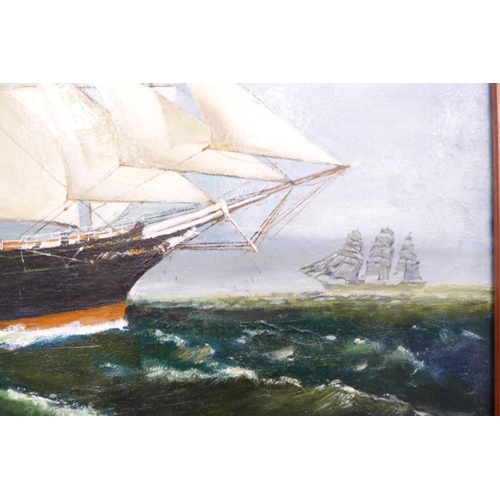 53 - JG SmithBritish merchant ship at seaOil on canvas.