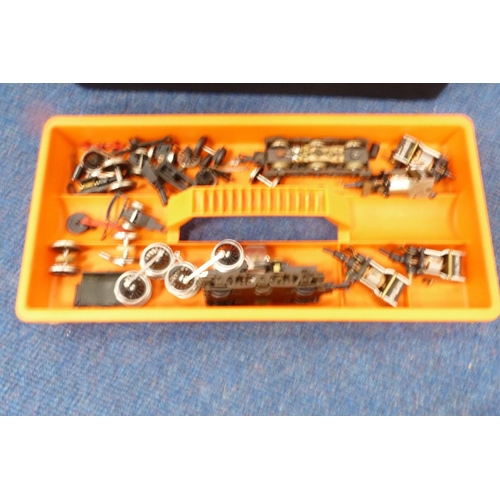 6 - Collection of model railway accessories and parts contained in cartons and a toolbox.