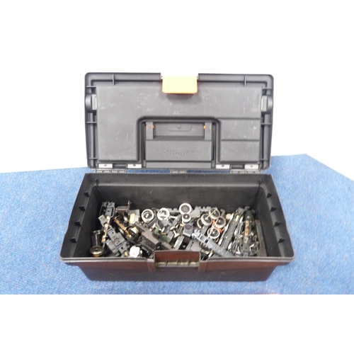 6 - Collection of model railway accessories and parts contained in cartons and a toolbox.