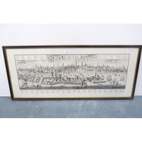 61 - Print map of Venice, a colour lithograph, 'The Musician and the Painter' and a print after Tom Shank... 