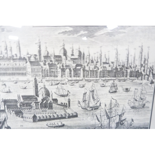 61 - Print map of Venice, a colour lithograph, 'The Musician and the Painter' and a print after Tom Shank... 