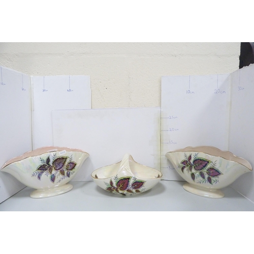 62 - Group of lustre and other ceramics to include Maling bowls, modern Japanese eggshell bowl and cover ... 