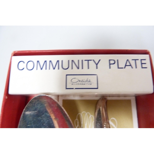 64 - Canteen of cutlery with wooden handles, boxed fish knives and forks, spoons and other boxed cutlery ... 