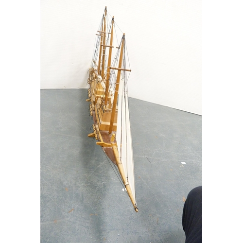 77 - Scratch-built model ship with masts.