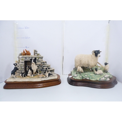 79 - Two Border Fine Arts groups to include dogs and sheep, both sculpted by Ray Ayres.  (2)