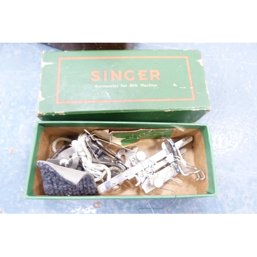 95 - Singer portable sewing machine, no. EA555369, in fitted case.