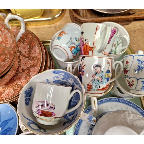 360 - Royal Copenhagen pin dish, 19th century oriental tea cups and other decorative ceramics.