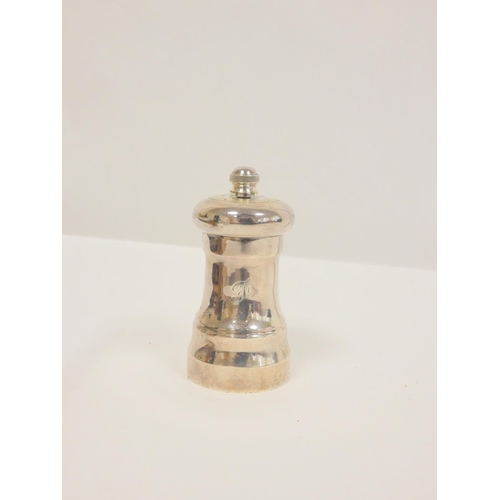 11 - Silver mounted wooden pepper mill and another.(2)