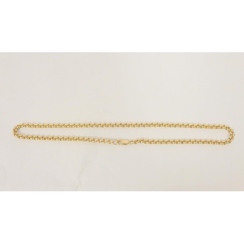 25 - Heavy 9ct gold necklet of belcher pattern. 68.3g. 