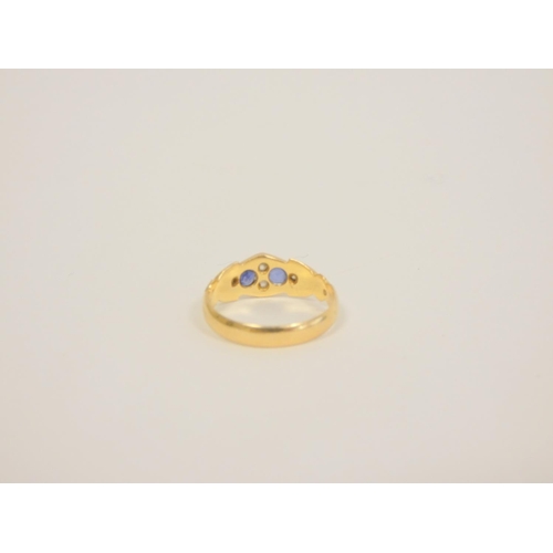 8 - Edwardian sapphire and diamond ring in 18ct gold Birmingham 1904, 2.9g, size 'O'