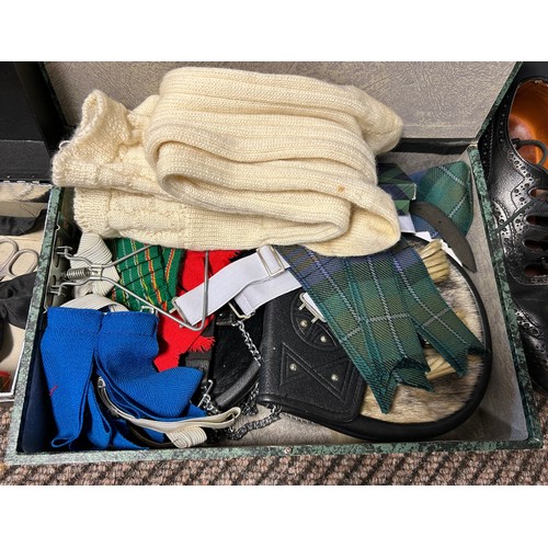 562 - Isle of Skye tartan kilt with Bonnie Prince Charlie jacket and assorted accessories including silver... 