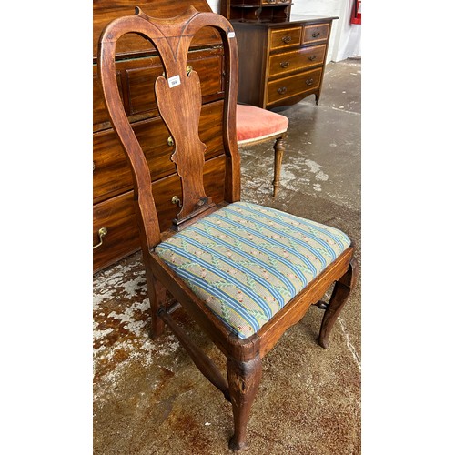 564 - Oak dining chair in floral upholstery