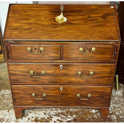 567 - 19th Century mahogany writing bureau, raised on bracket feet